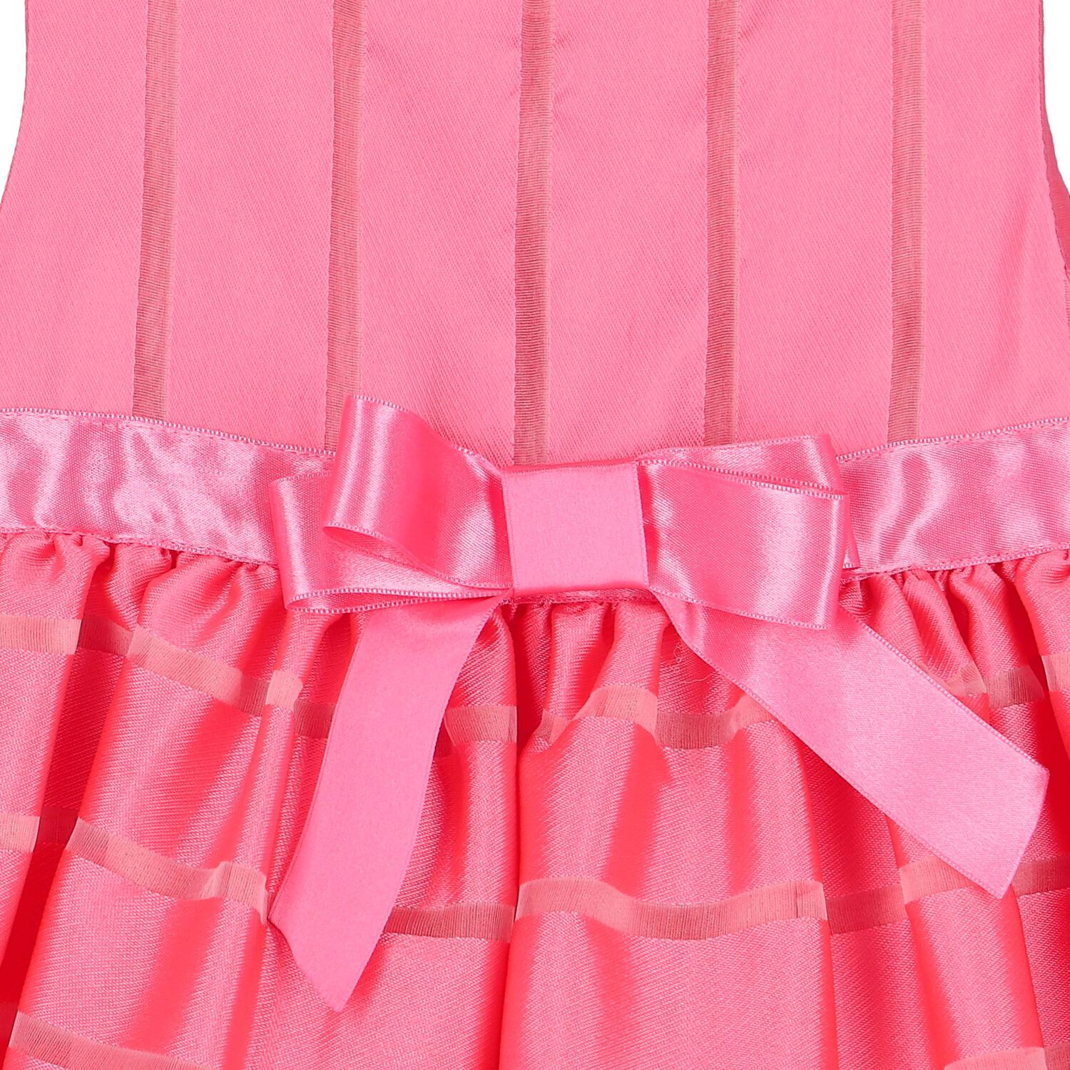 Younger Girls Pink Satin & Organza Dress, 2, hi-res image number null