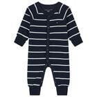  Baby Boys Navy Blue Striped Romper, 1, hi-res