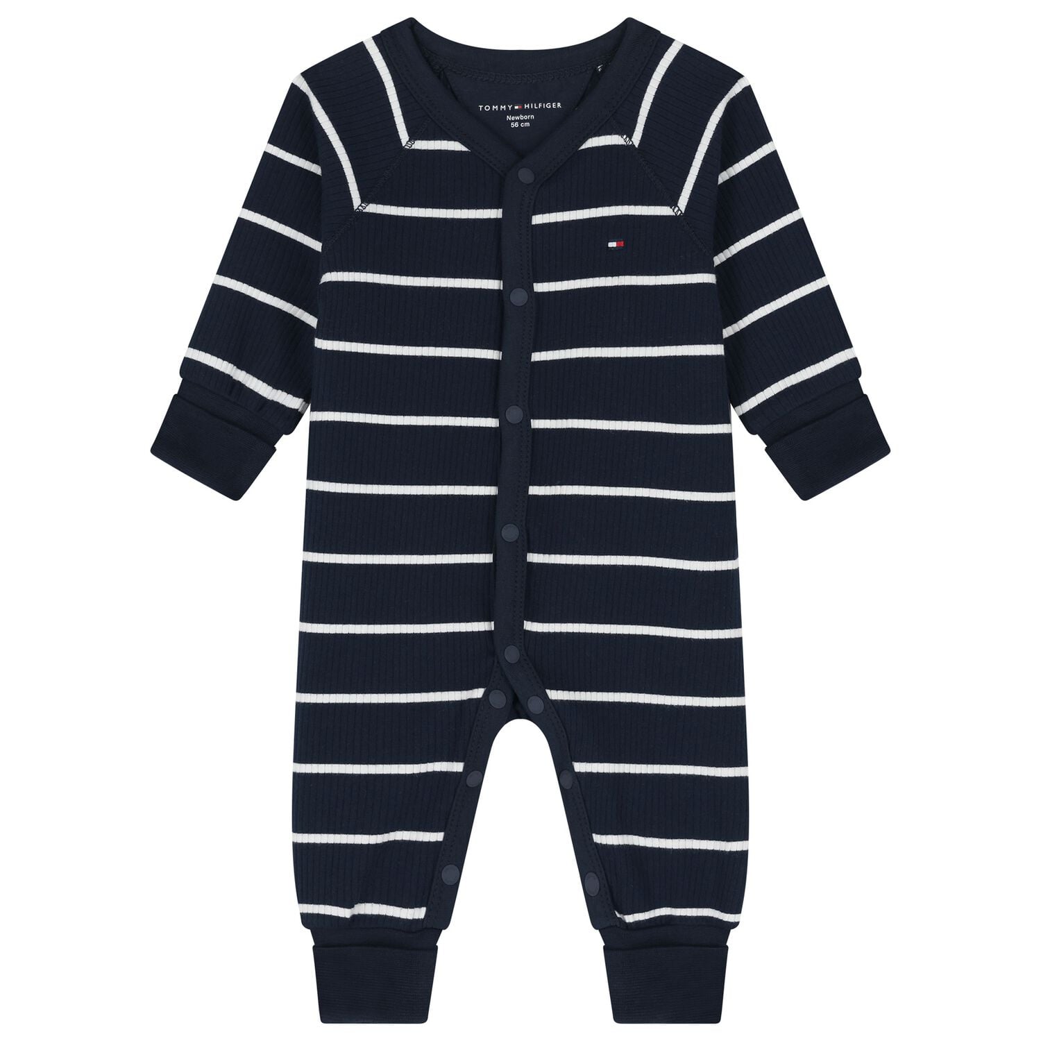  Baby Boys Navy Blue Striped Romper, 1, hi-res
