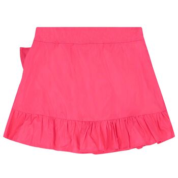 Girls Pink Logo Ruffled Skirt