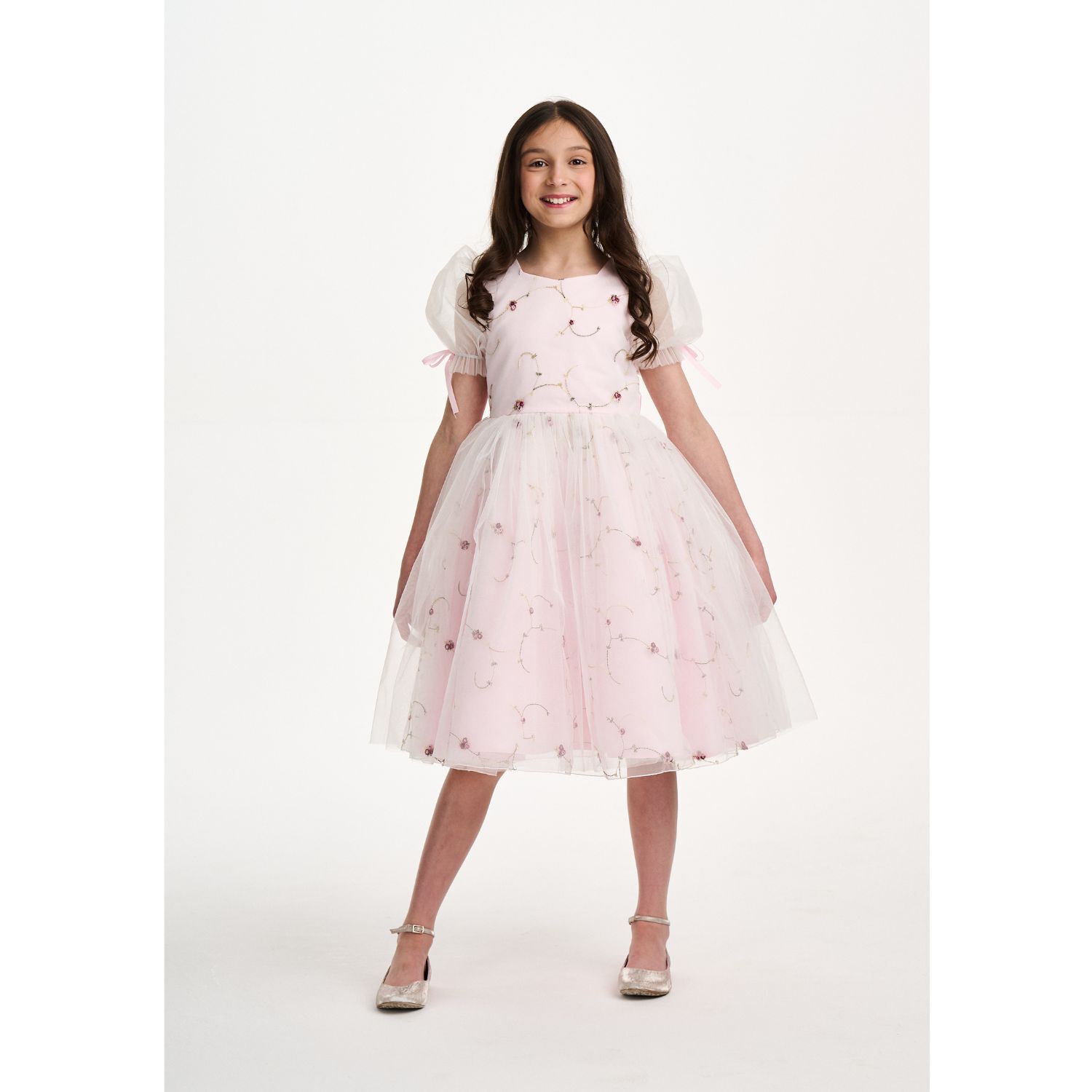 Girls Pink Floral Tulle Dress, 1, hi-res image number null