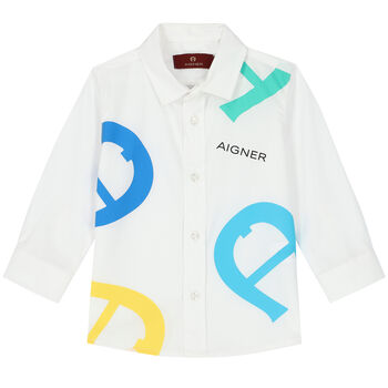 Younger Boys White Logo Shirt