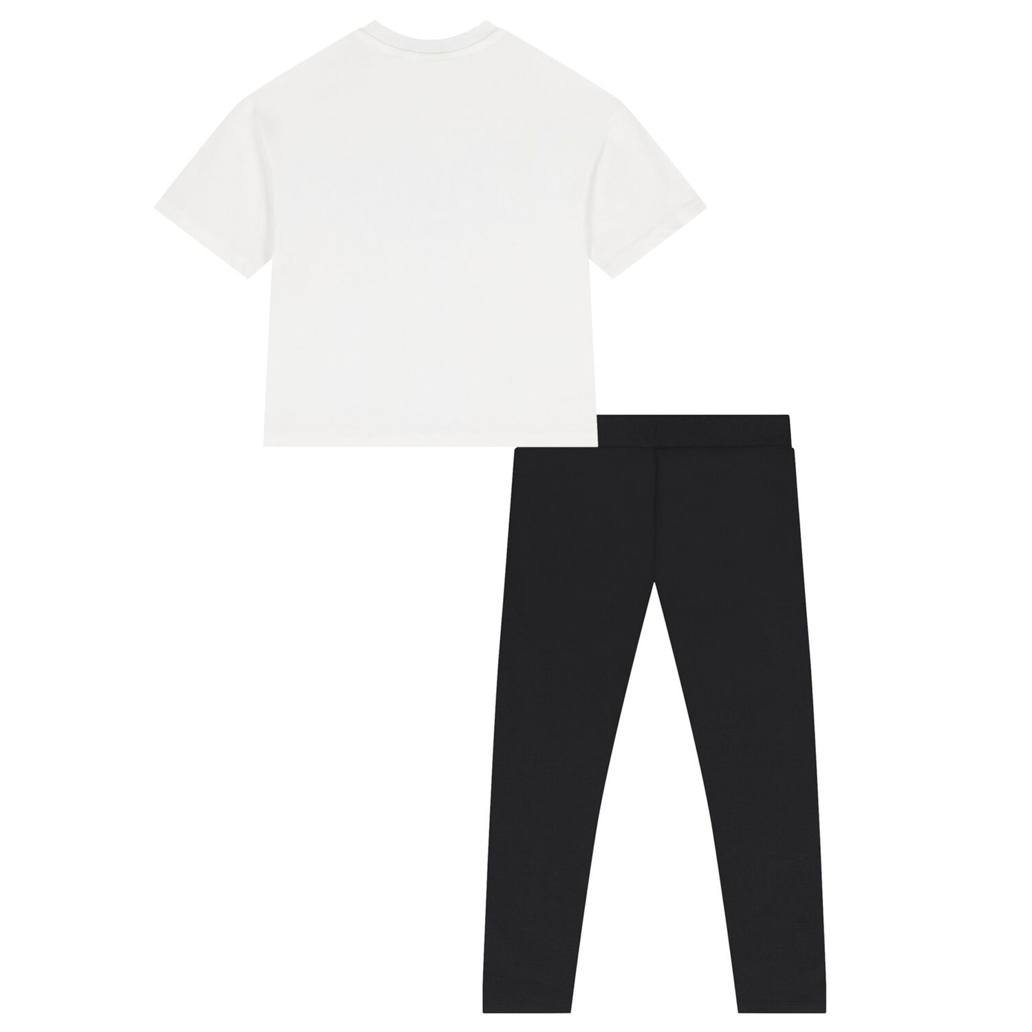 Girls White & Black Crystal Embellished Diamant&eacute; Logo Leggings Set, 1, hi-res