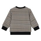Younger Boys Black, Beige & White Checked Logo Sweatshirt, 1, hi-res