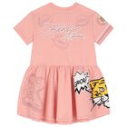 فستان بنات بشعار النمر باللون الوردي, 1, hi-res