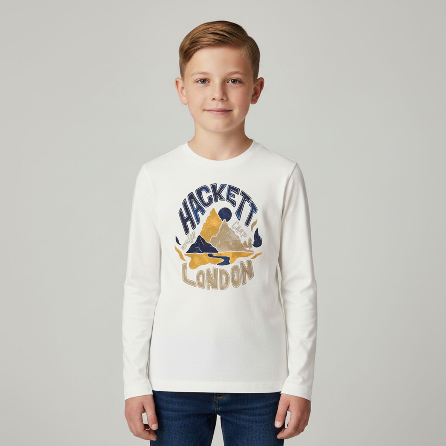 Boys Ivory Logo Long Sleeve Top, 1, hi-res image number null
