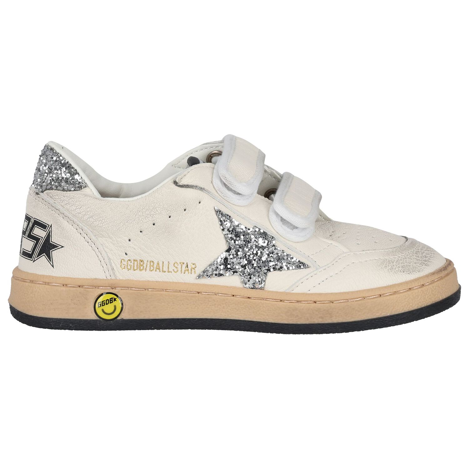 Girls Ivory & Silver Logo Trainers, 1, hi-res