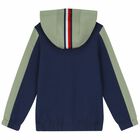 Boys Green & Navy Logo Zip Up Top, 1, hi-res