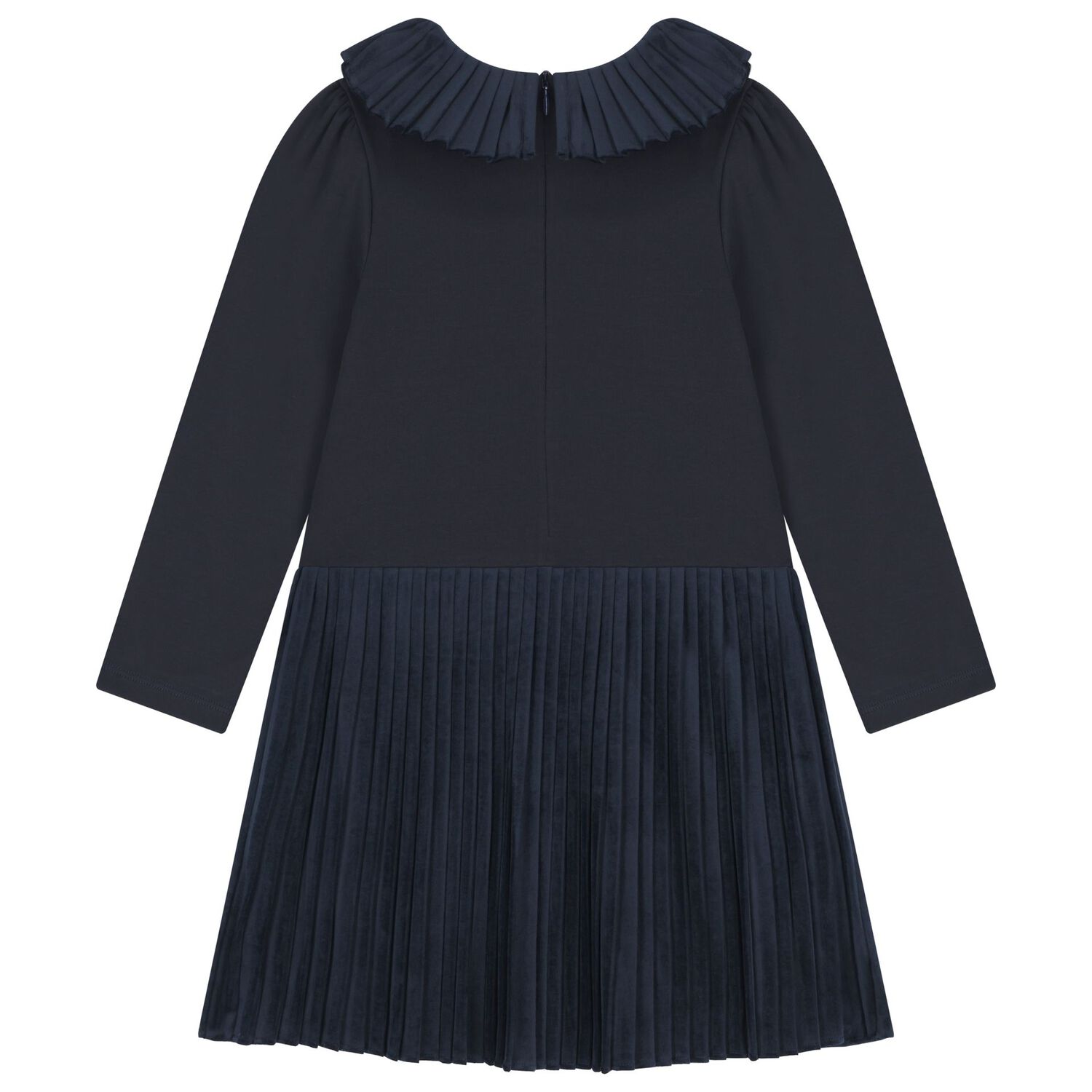 Girls Navy Blue Pleated Dress, 1, hi-res