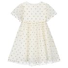 Girls Ivory Logo & Hearts Tulle Dress, 1, hi-res