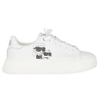Girls White Ikonik Leather Trainers, 1, hi-res