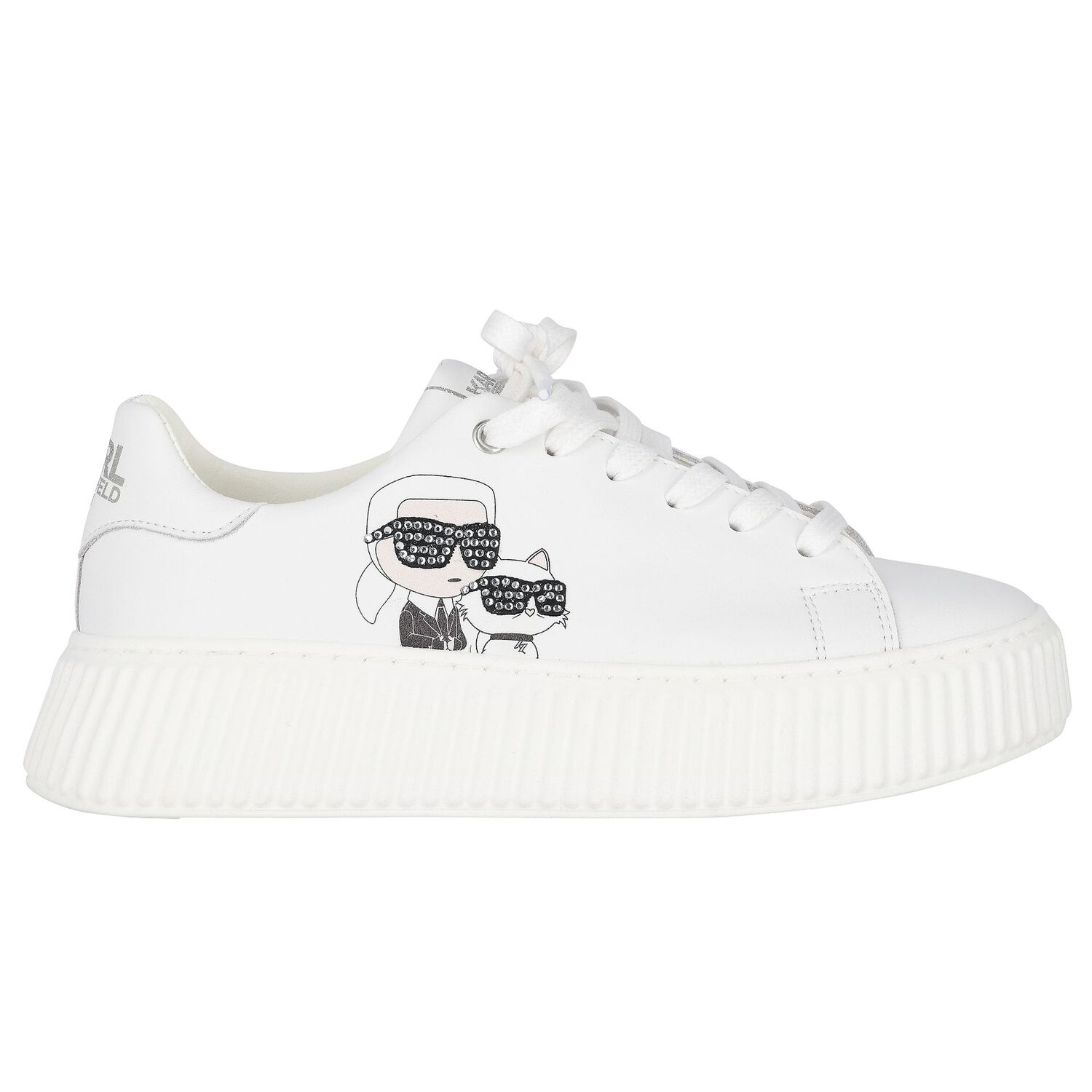 Girls White Ikonik Leather Trainers, 1, hi-res image number null