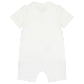 Baby Boys White Logo Romper