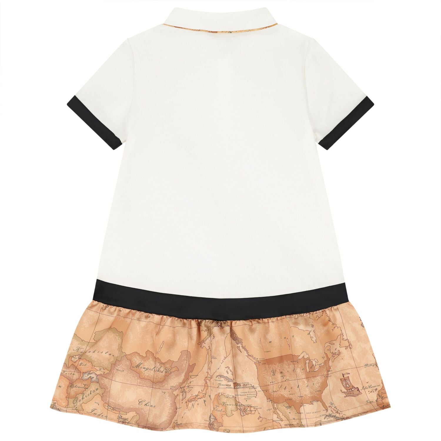 Girls Ivory & Beige Geo Map Dress, 1, hi-res