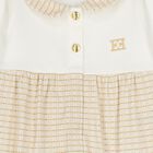 Baby Girls Ivory & Gold Logo Babygrow, 1, hi-res