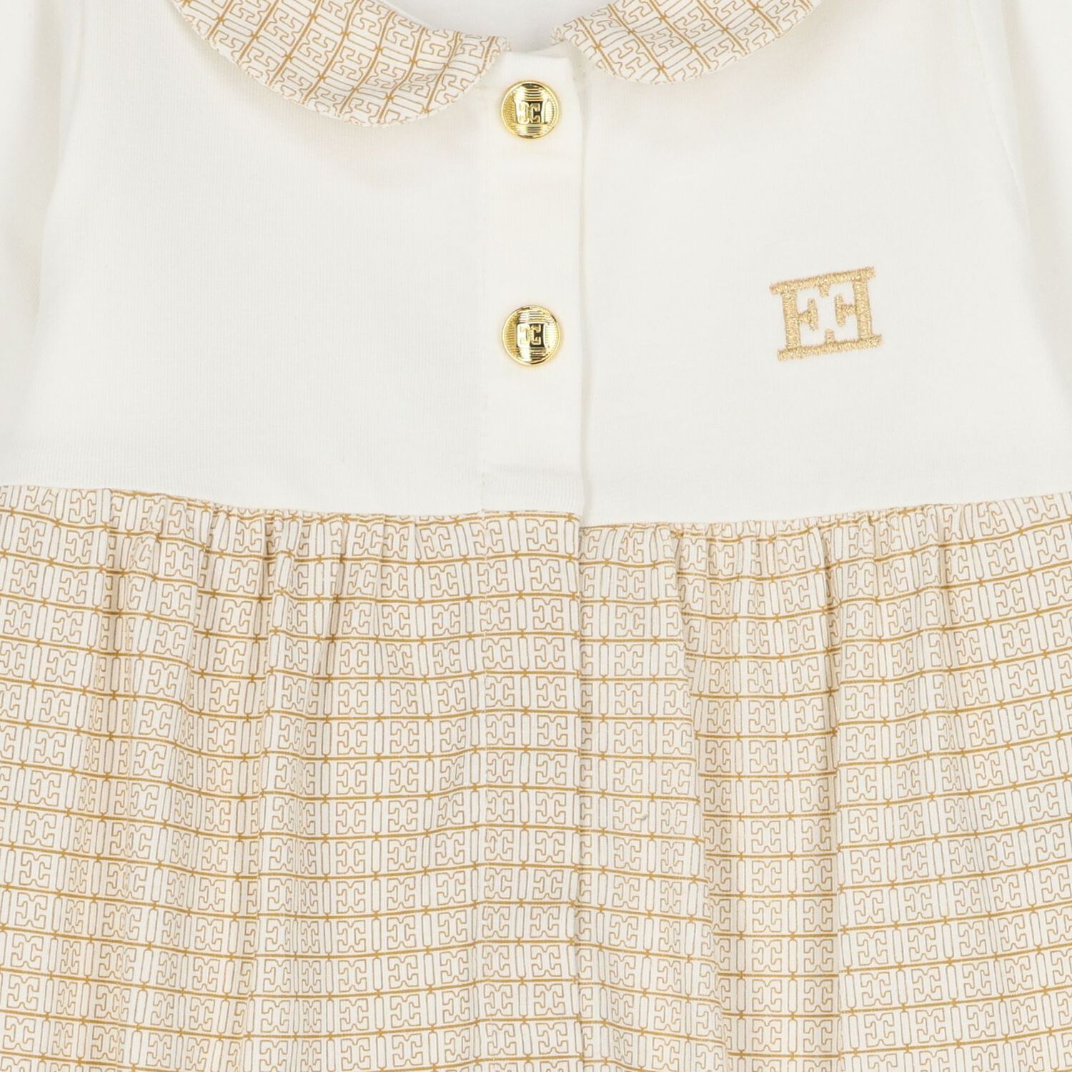 Baby Girls Ivory & Gold Logo Babygrow, 1, hi-res