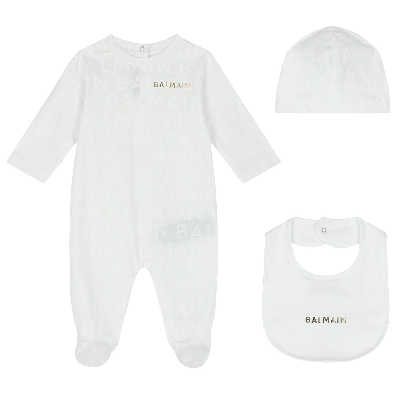 White & Gold Logo Babygrow Gift Set, 1, hi-res image number null