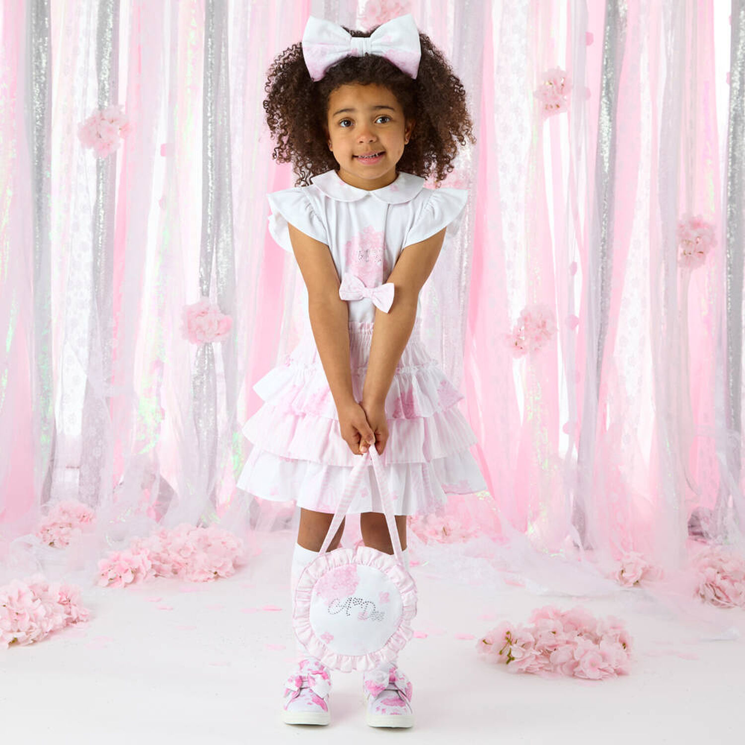 Girls White & Pink Cotton Bag, 1, hi-res image number null