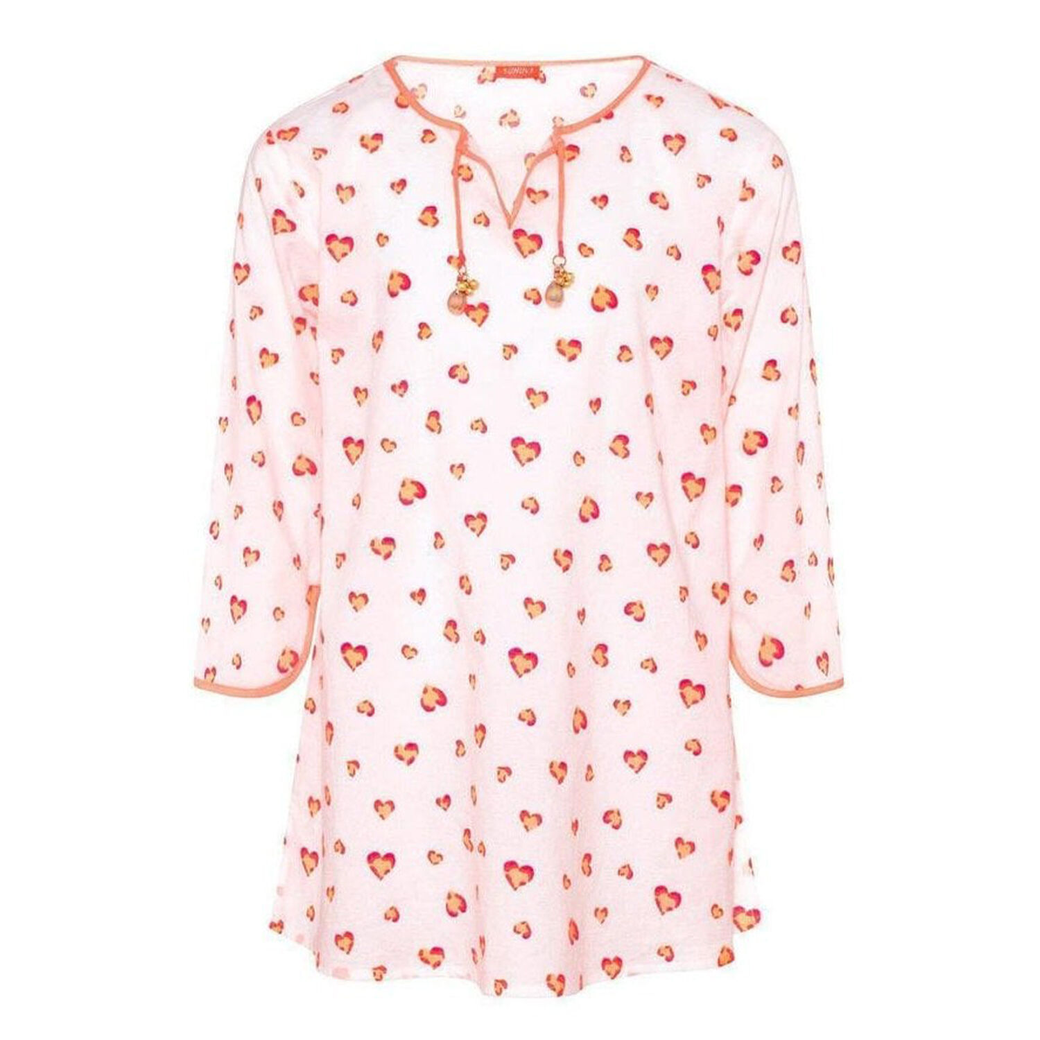 Girls White Boho Leopard Kurta Dress, 1, hi-res