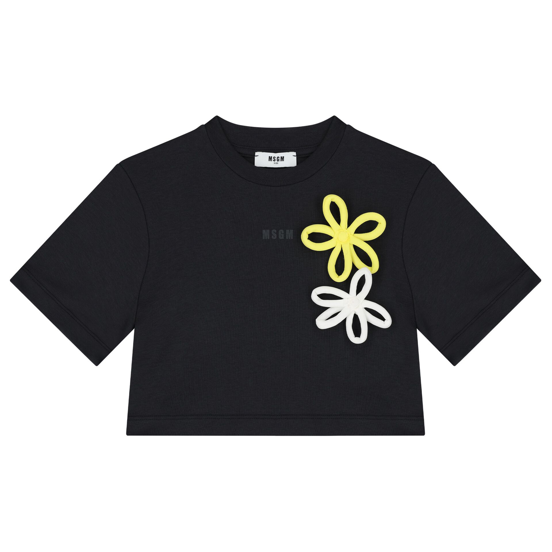 MSGM Girls Black Flower T-Shirt | Junior Couture USA