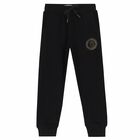 Girls Black Embellished Logo Joggers, 1, hi-res