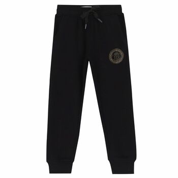 Girls Black Embellished Logo Joggers