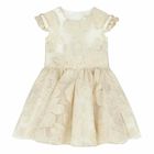 Girls White & Gold Organza Dress, 2, hi-res