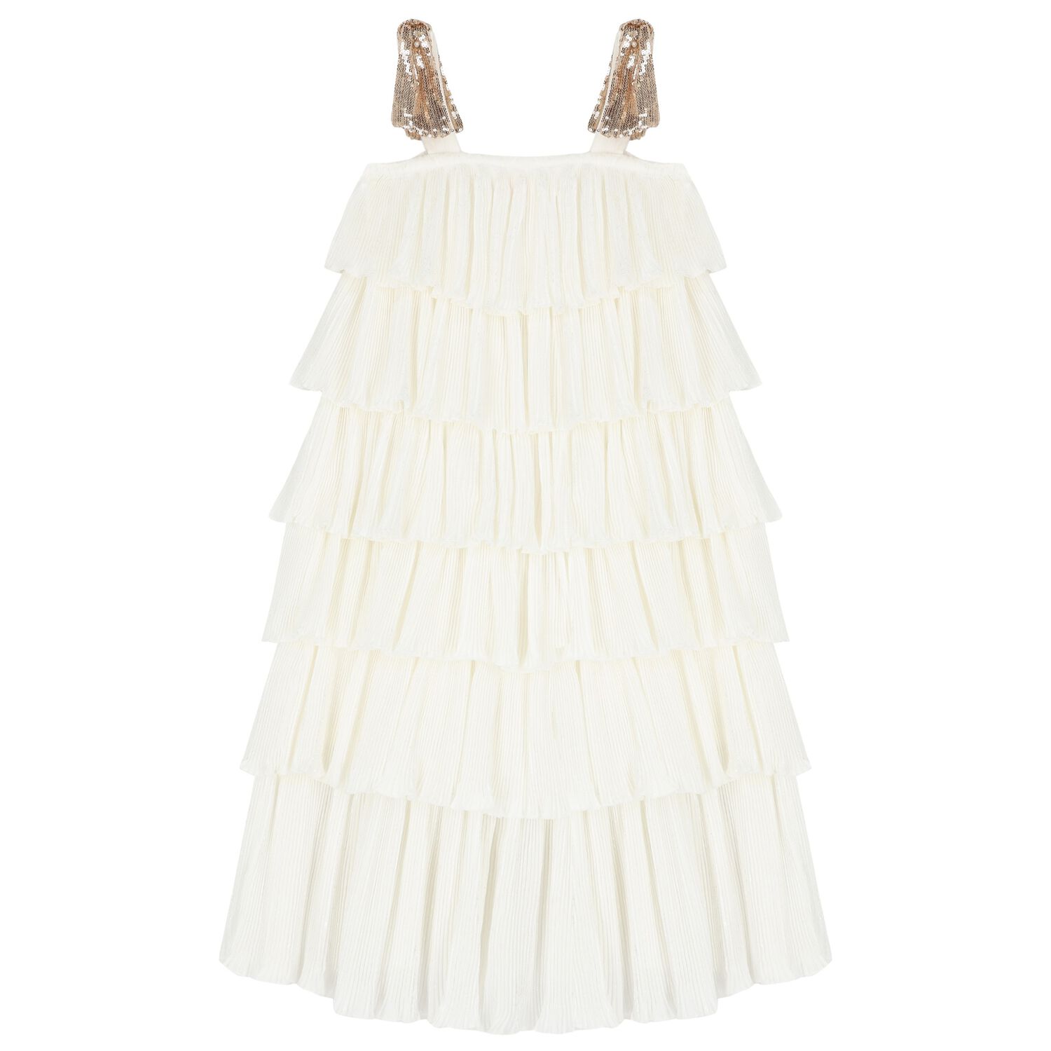 فستان  بنات بالترتر باللون الأبيض, 1, hi-res