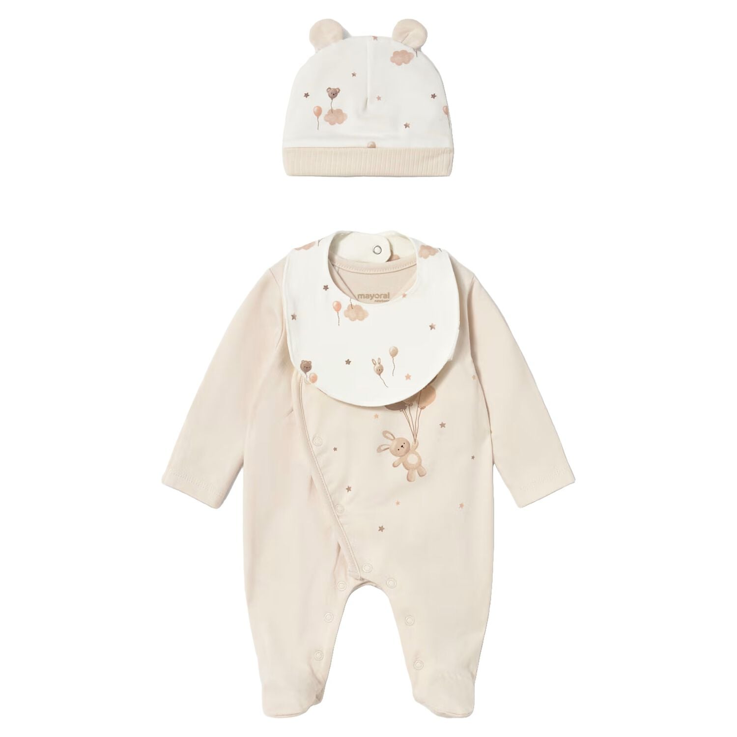 Baby Girls Ivory & Beige Babygrow Gift Set, 1, hi-res