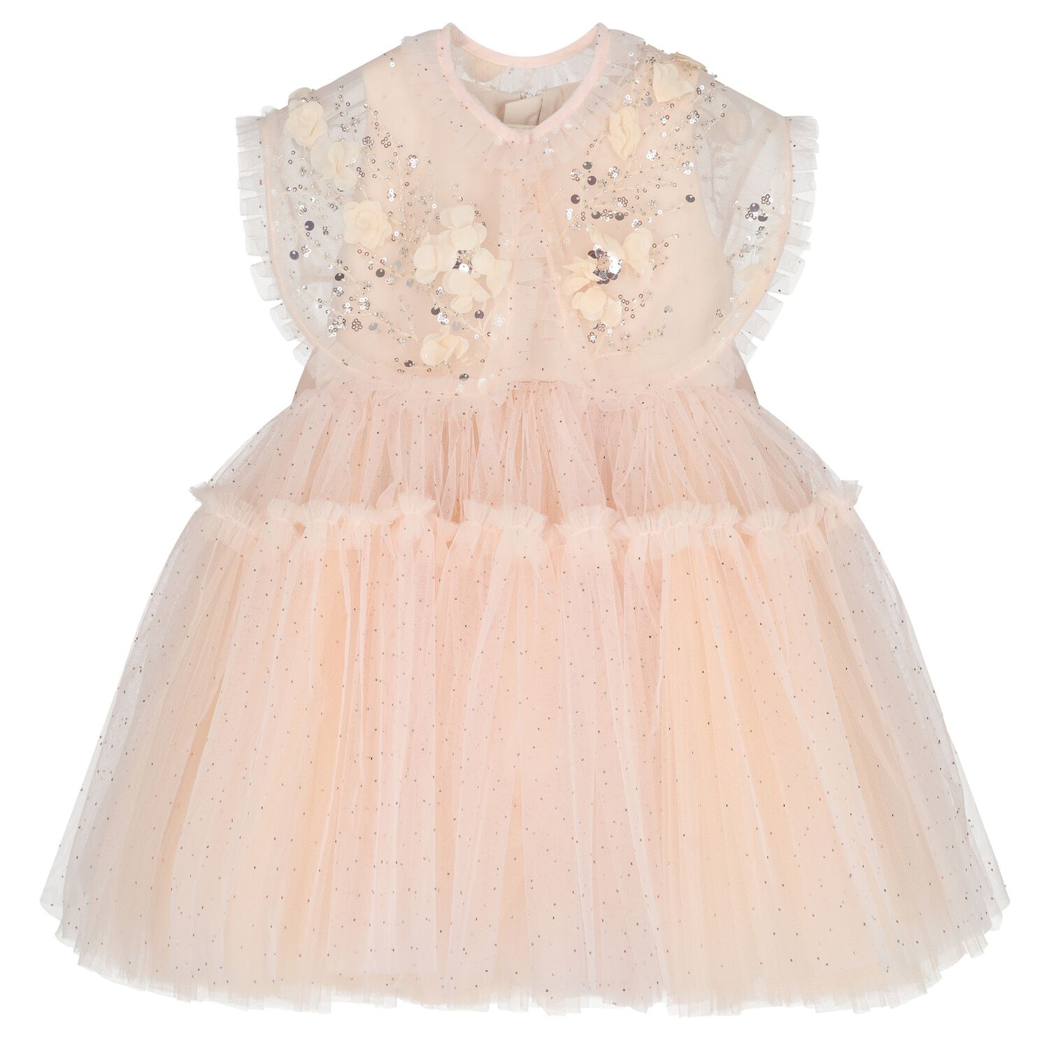 Girls Pink Rhinestone Tulle Dress, 1, hi-res