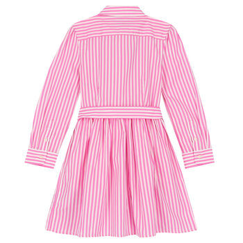 Girls Pink & White Striped Dress