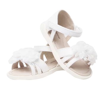 Younger Girls White Flower Sandals