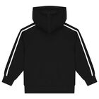 Black Logo Hooded Zip Up Top, 1, hi-res