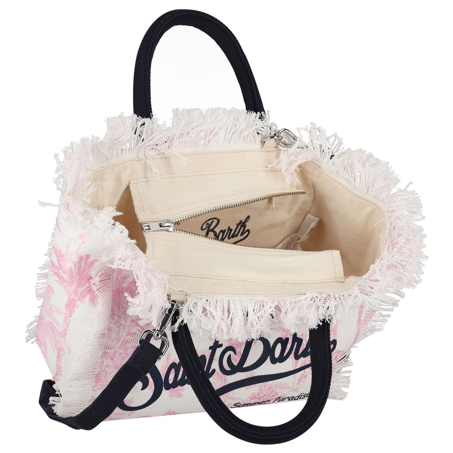 Girls White & Pink Jungle Logo Tote Bag, 1, hi-res