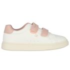 Girls White & Pink Logo Trainers, 1, hi-res