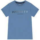 تيشيرت أولاد بالشعار باللون الأزرق, 2, hi-res