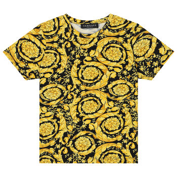 Boys Black & Gold Barocco T-Shirt