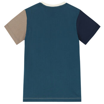 Boys Ivory & Blue Logo T-Shirt