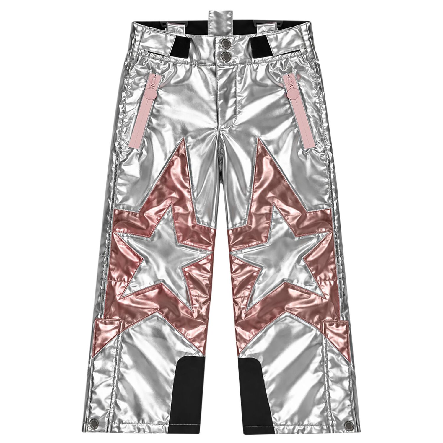 Girls Silver & Pink Star Ski Trousers, 1, hi-res