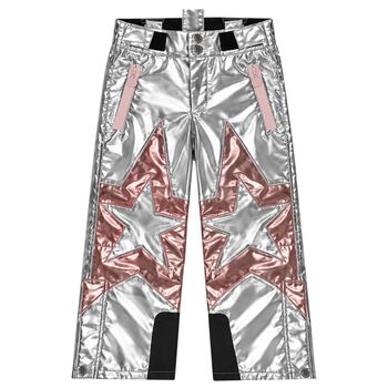 Girls Silver & Pink Star Ski Trousers