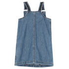 Girls Blue Denim Dungaree Dress, 1, hi-res