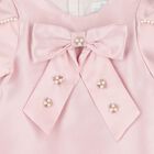 Girls Pink Satin & Pearl Dress, 1, hi-res