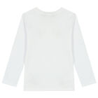Boys White Logo Long Sleeve Top, 3, hi-res