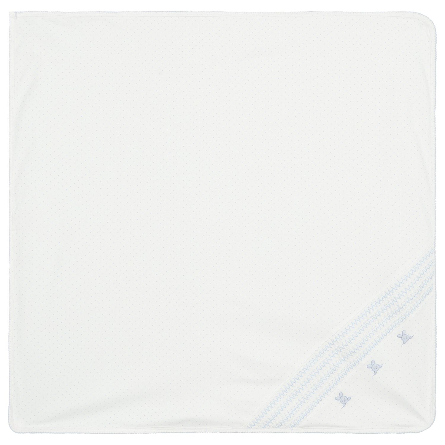 Baby Boys White & Blue Bunny Blanket, 1, hi-res