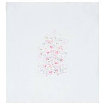 بطانية بنات بطبعة باللون الأبيض