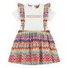 Younger Girls Multi-Coloured Logo Zig Zag Dress, 2, hi-res