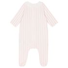 Baby Girls White & Pink Striped Babygrow, 1, hi-res