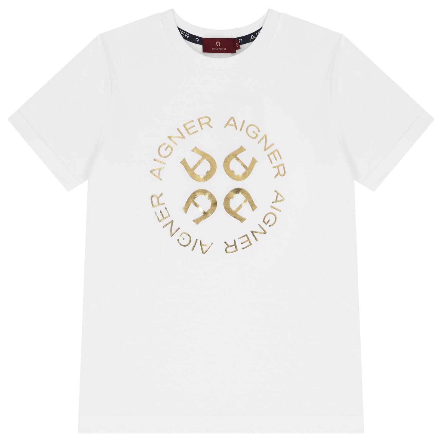 Boys White & Gold Logo T-Shirt, 1, hi-res