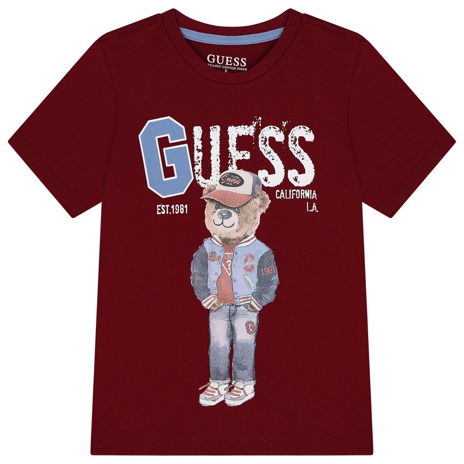 Boys Burgundy Teddy Bear Logo T-Shirt, 3, hi-res