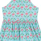 Girls Aqua Flamingo Print Criss Cross Dress, 2, hi-res